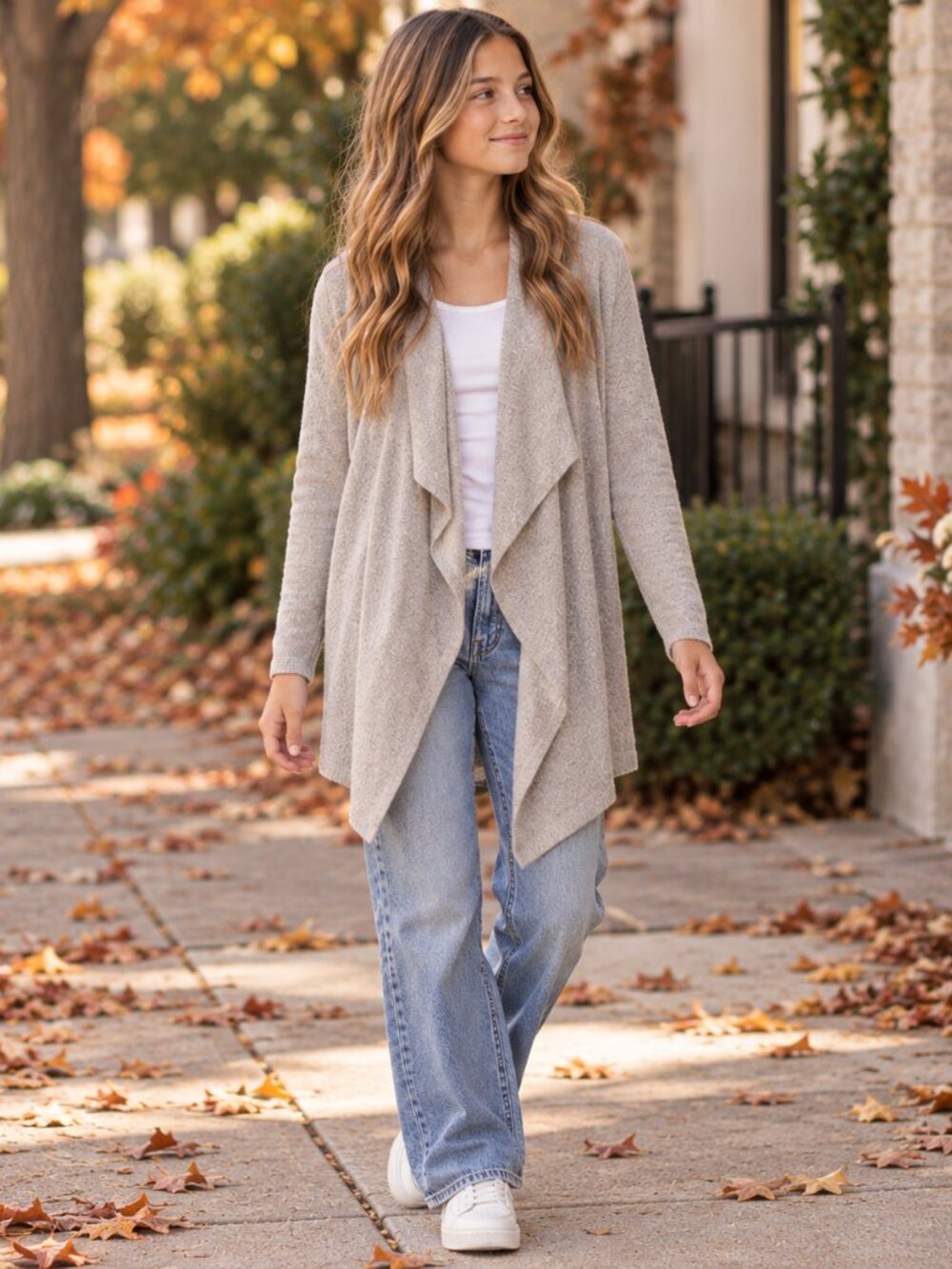 Barefoot Dreams CozyChic Lite Cardigan | Waterfall Drape Sweater | Youth 12/14